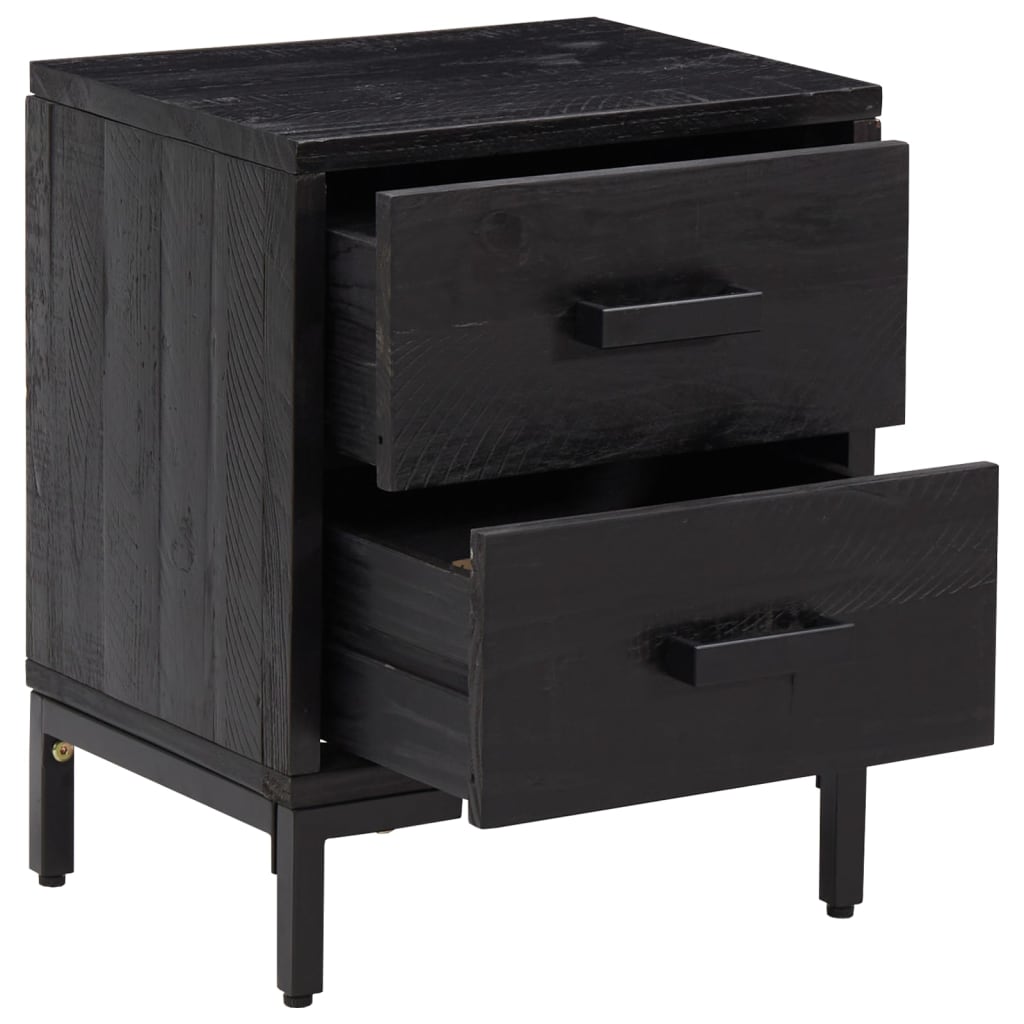 Nattbord svart 36x30x45 cm heltre furu