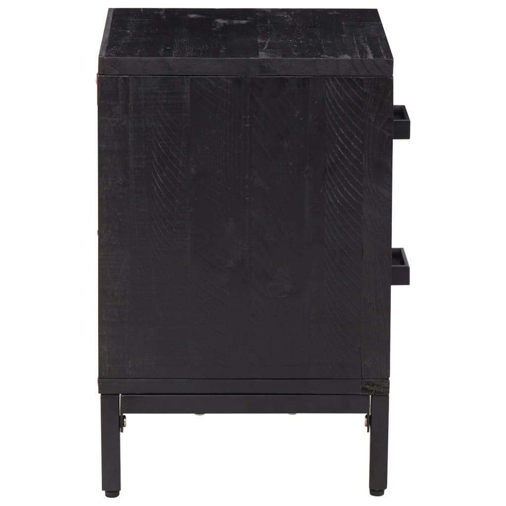 Nattbord svart 36x30x45 cm heltre furu