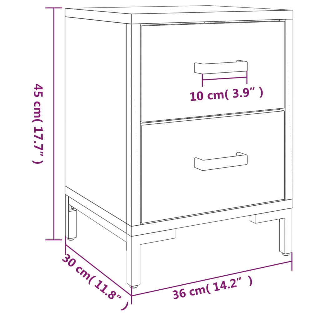 Nattbord svart 36x30x45 cm heltre furu