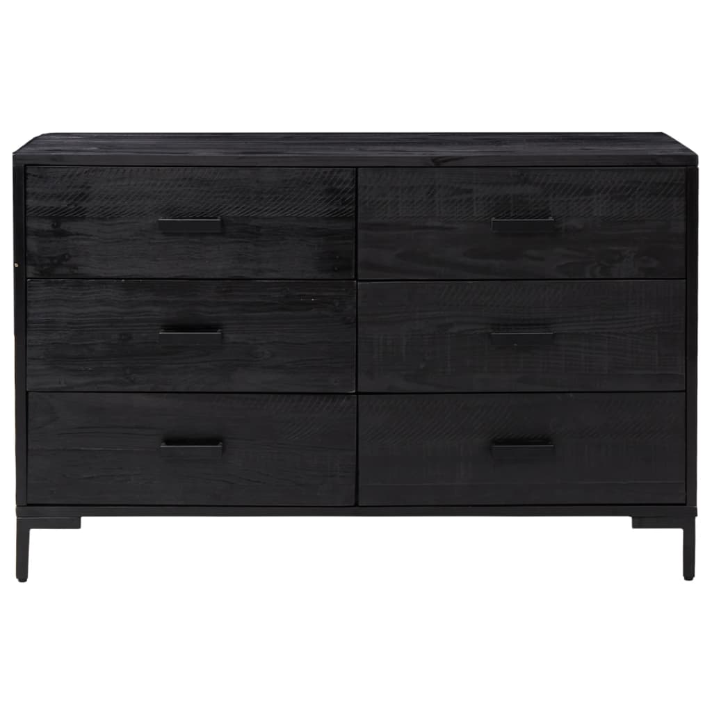Skjenk svart 110x35x70 cm heltre furu