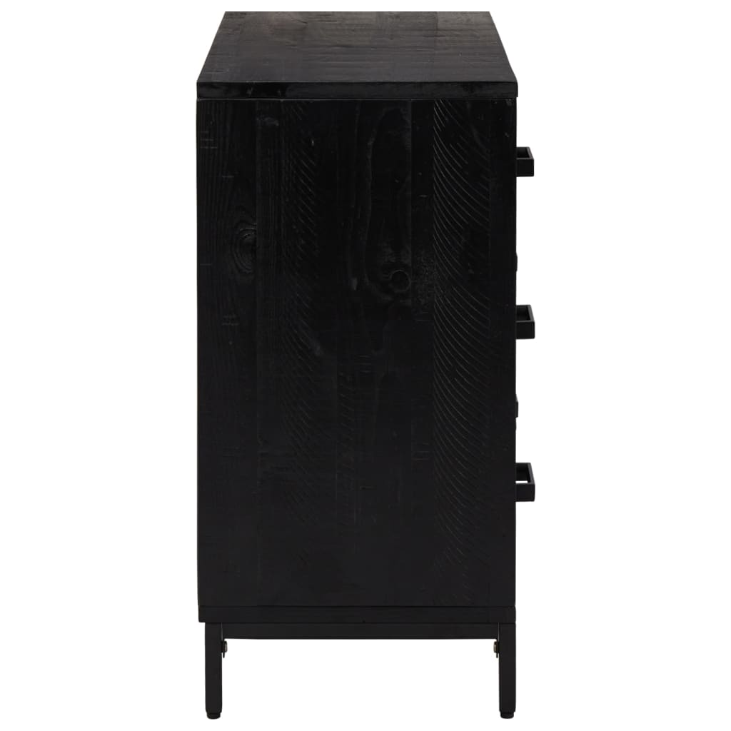 Kommode svart 75x35x70 cm heltre furu