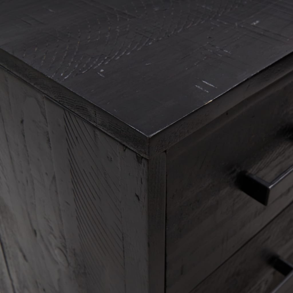 Kommode svart 75x35x70 cm heltre furu