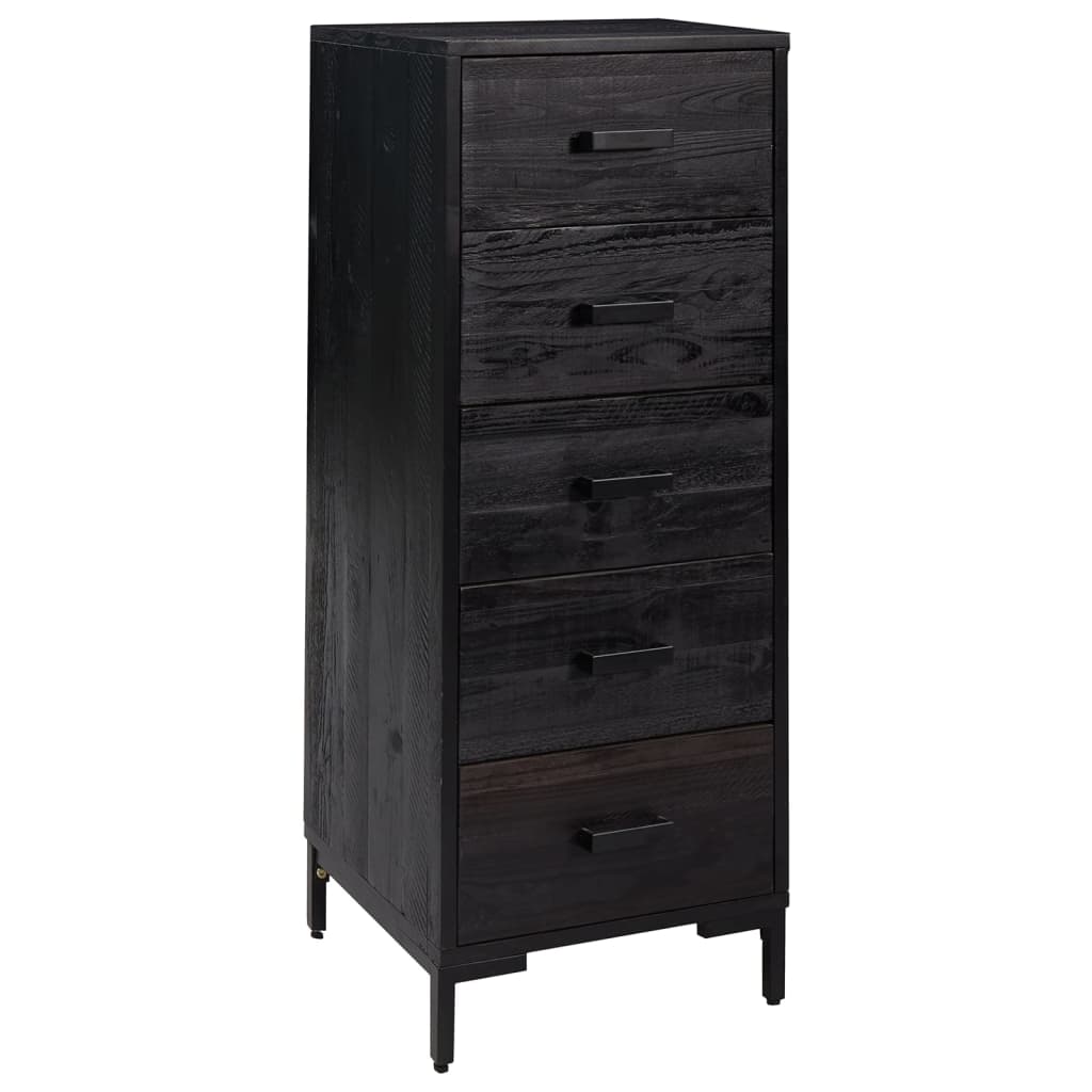 Kommode svart 42x35x110 cm heltre furu