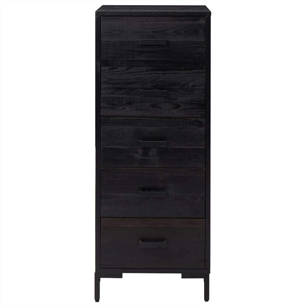 Kommode svart 42x35x110 cm heltre furu