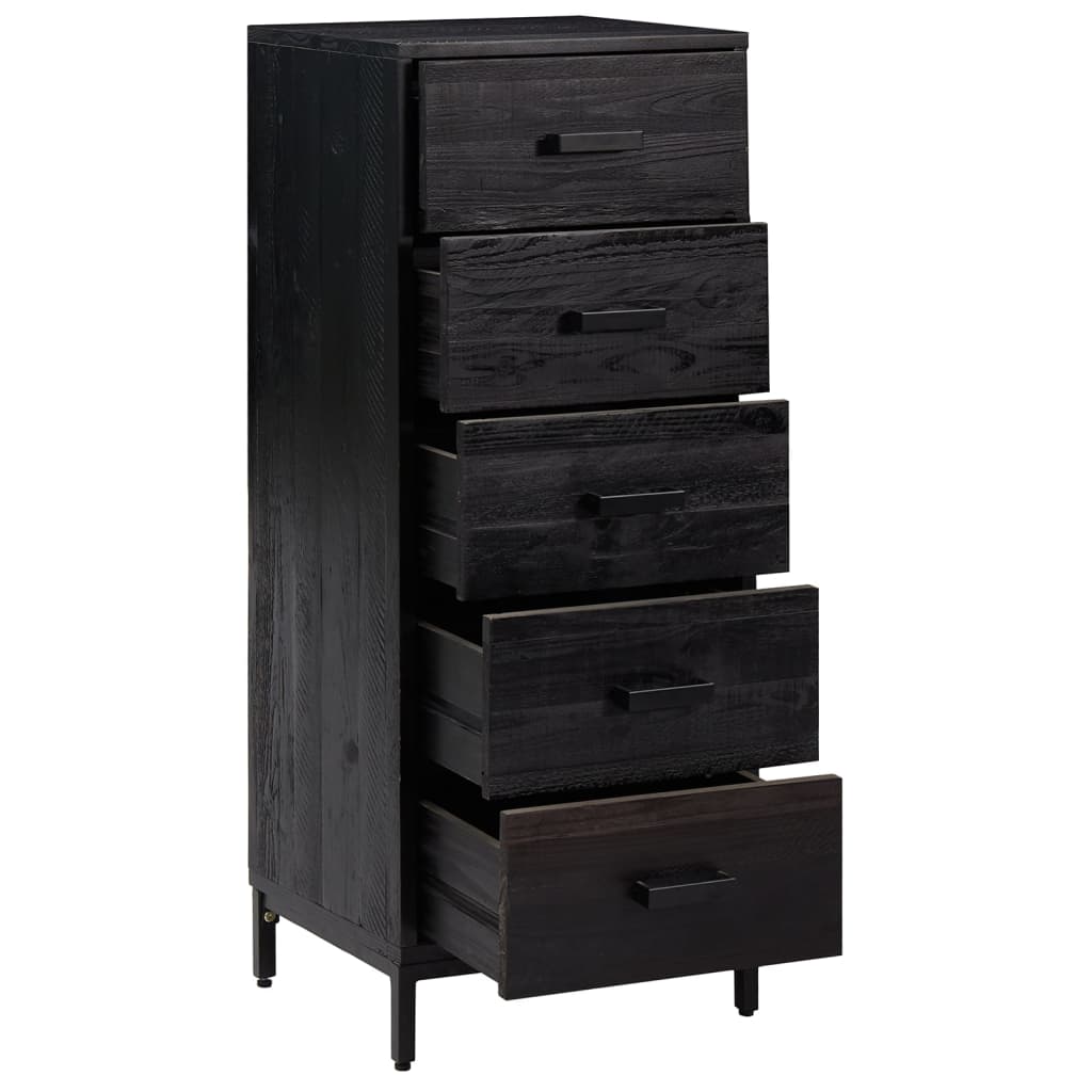 Kommode svart 42x35x110 cm heltre furu
