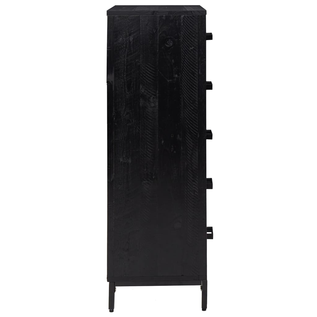 Kommode svart 42x35x110 cm heltre furu