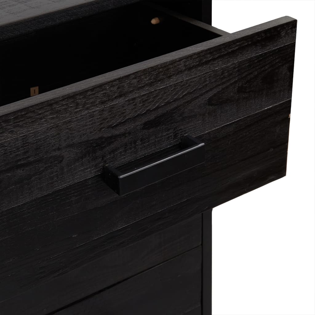 Kommode svart 42x35x110 cm heltre furu