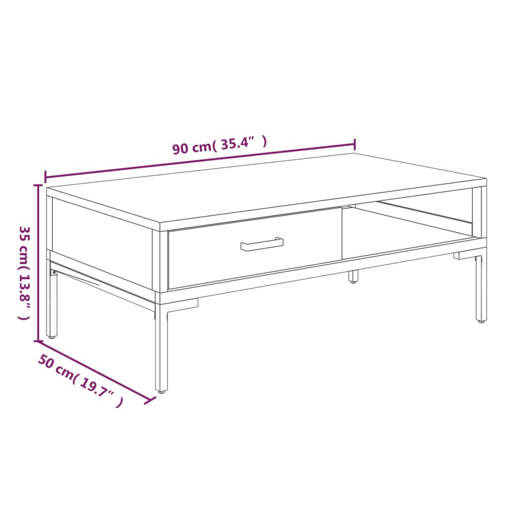 Salongbord 90x50x35 cm heltre furu