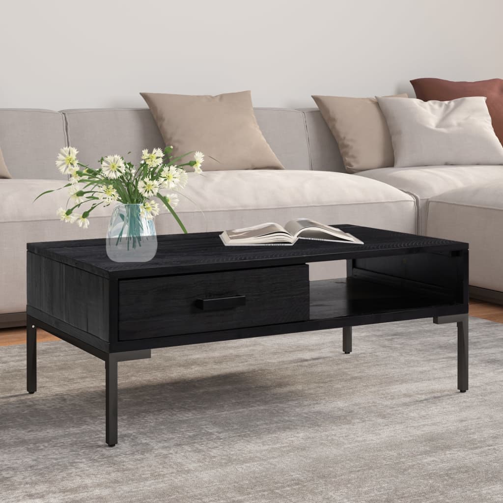 Salongbord svart 90x50x35 cm heltre furu