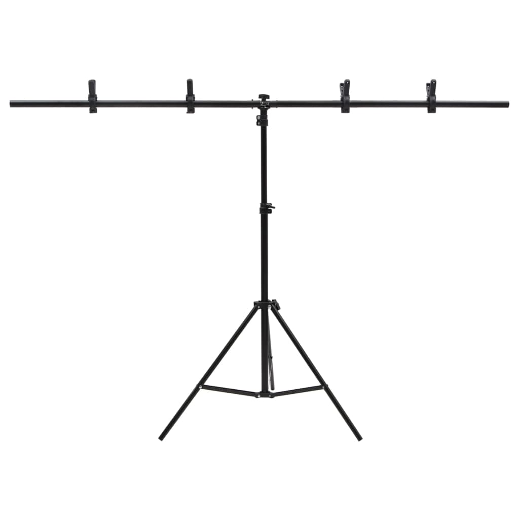 Bakgrunnsstativ T-form svart 151x60x(70-200) cm