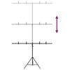 Bakgrunnsstativ T-form svart 151x60x(70-200) cm