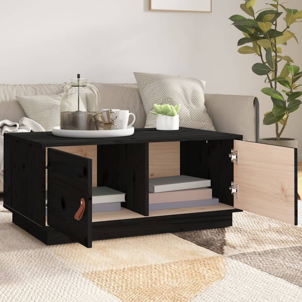 Salongbord svart 80x50x35 cm heltre furu