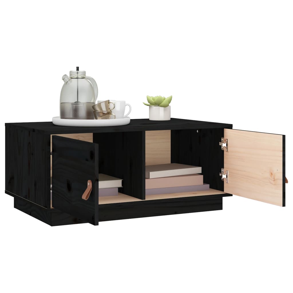 Salongbord svart 80x50x35 cm heltre furu