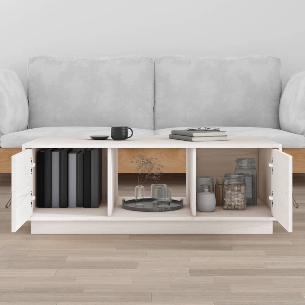 Salongbord hvit 100x50x35 cm heltre furu