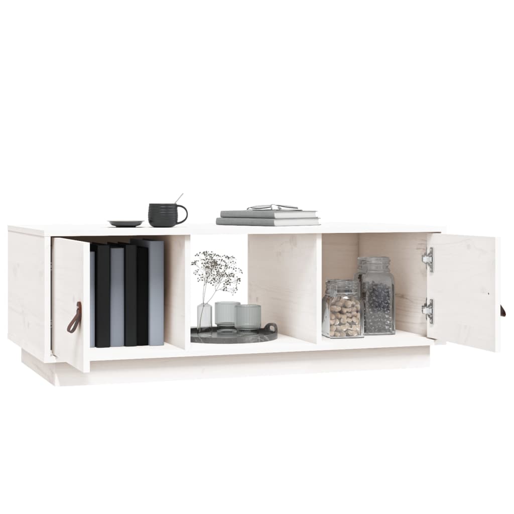 Salongbord hvit 100x50x35 cm heltre furu
