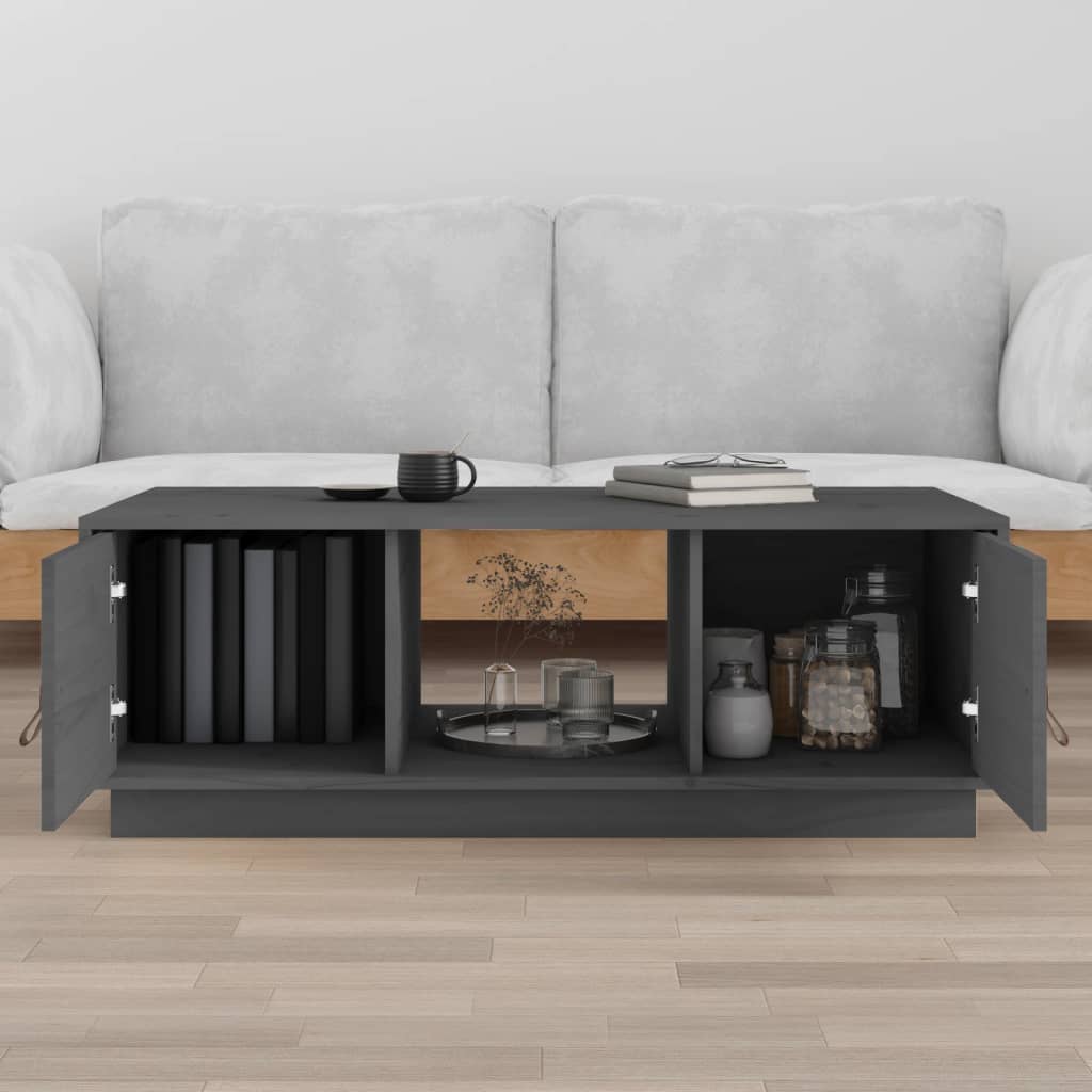 Salongbord grå 100x50x35 cm heltre furu