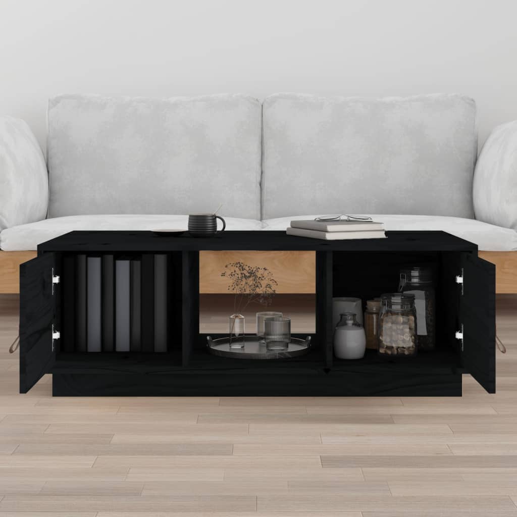 Salongbord svart 100x50x35 cm heltre furu