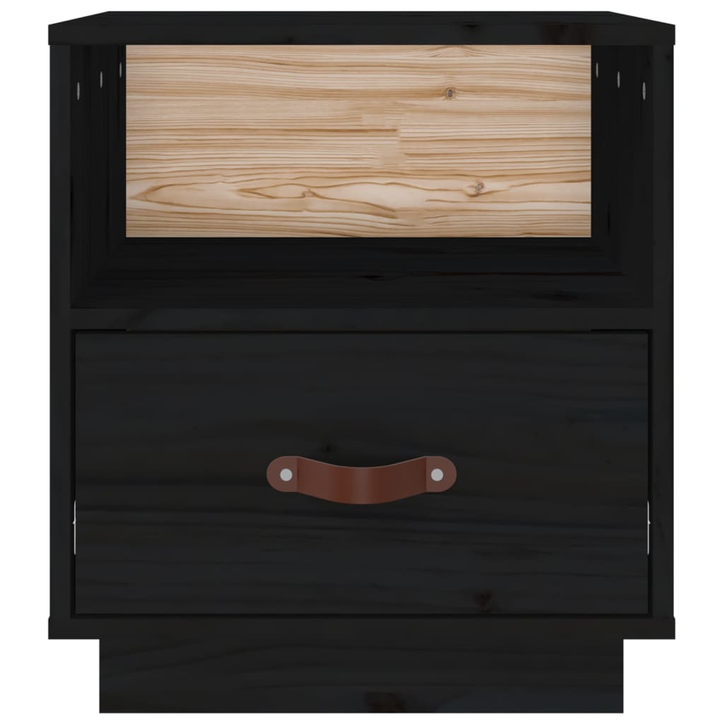 Nattbord svart 40x34x45 heltre furu