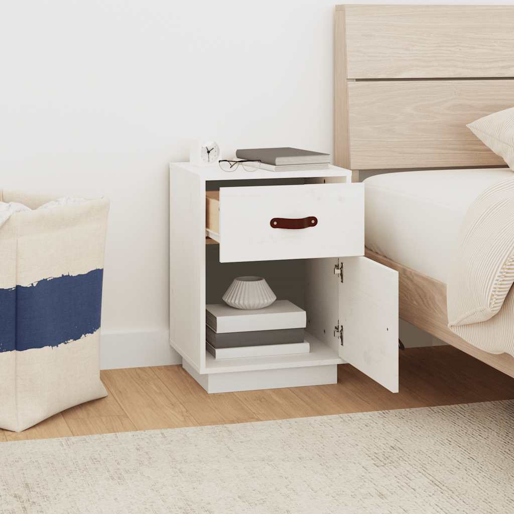 Nattbord 2 stk hvit 40x34x55 cm heltre furu