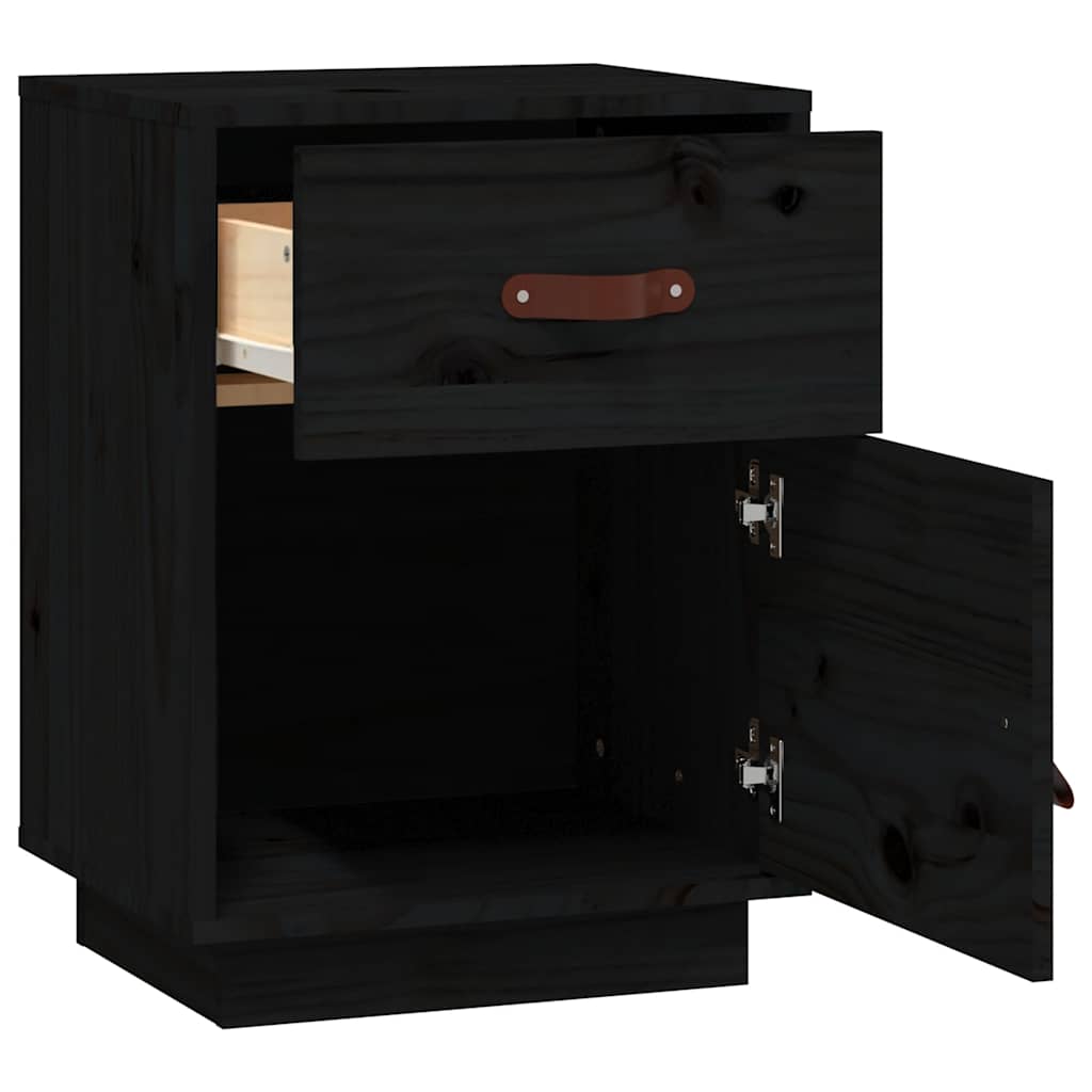 Nattbord svart 40x34x55 heltre furu