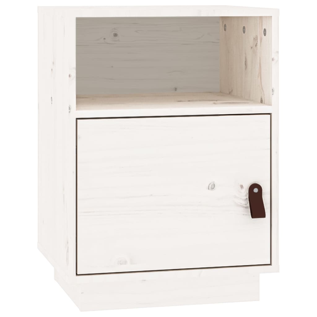 Nattbord hvit 40x34x55 cm heltre furu