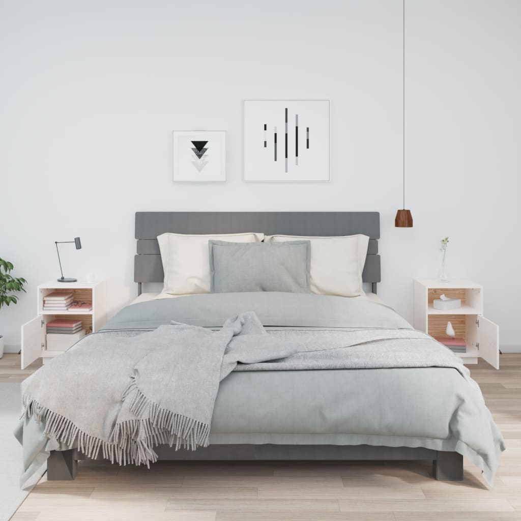 Nattbord 2 stk hvit 40x34x55 cm heltre furu