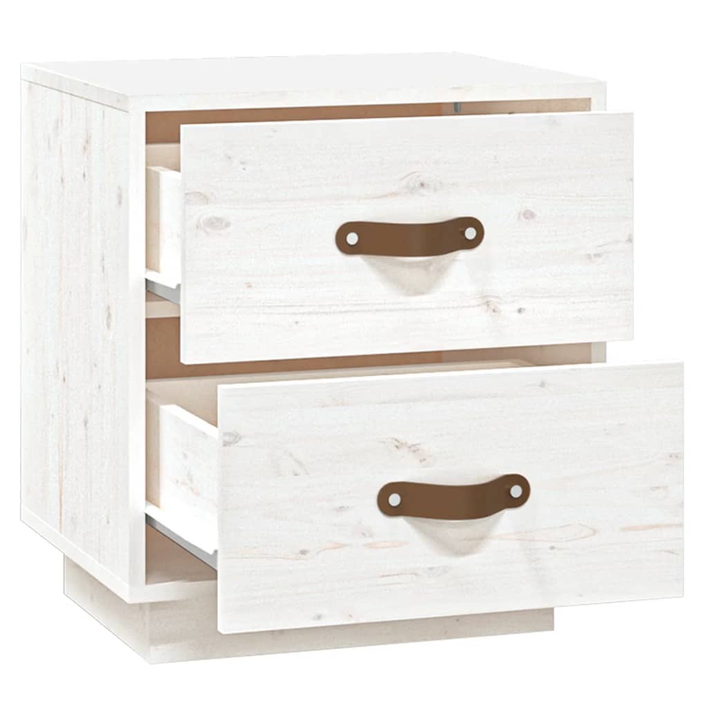 Nattbord hvit 40x34x45 cm heltre furu
