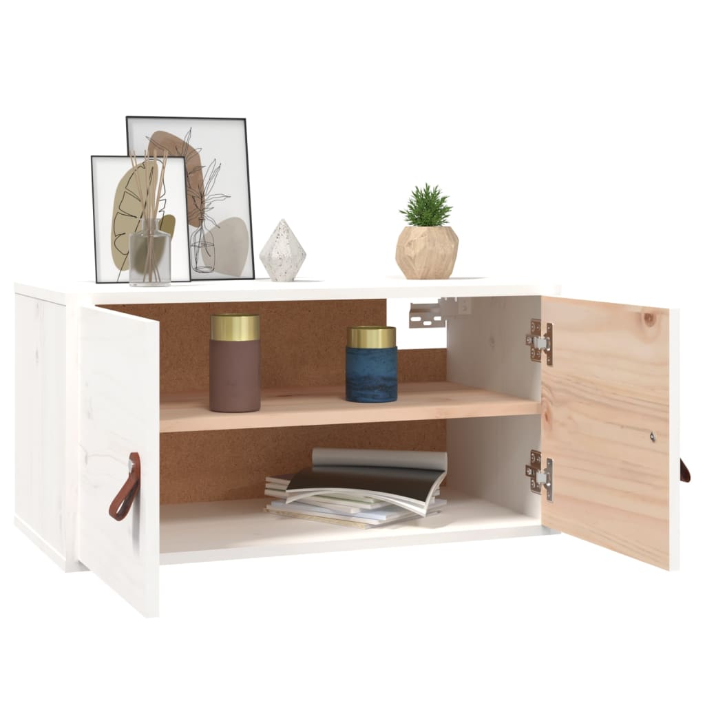 Veggskap 2 stk hvit 60x30x30 cm heltre furu