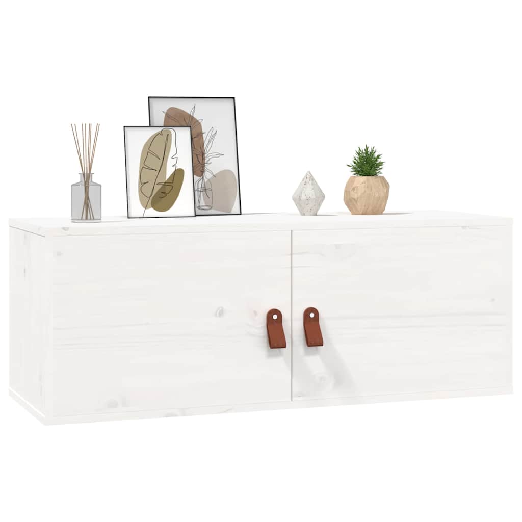 Veggskap hvit 80x30x30 cm heltre furu
