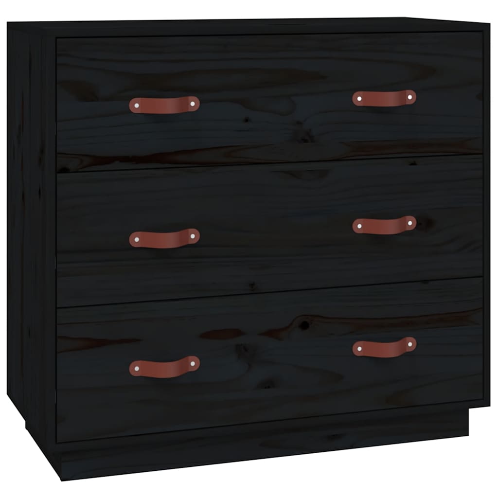 Skjenk svart 80x40x75 cm heltre furu