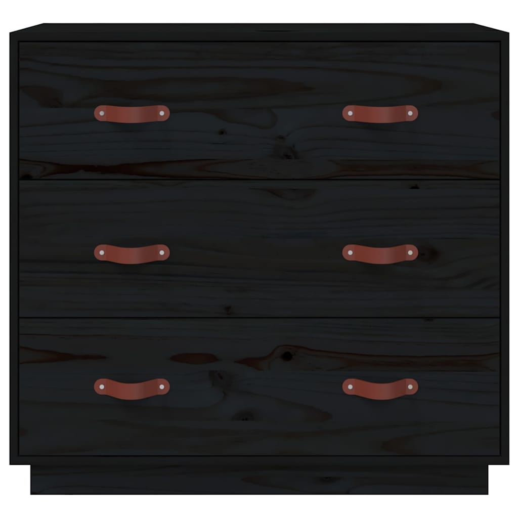 Skjenk svart 80x40x75 cm heltre furu