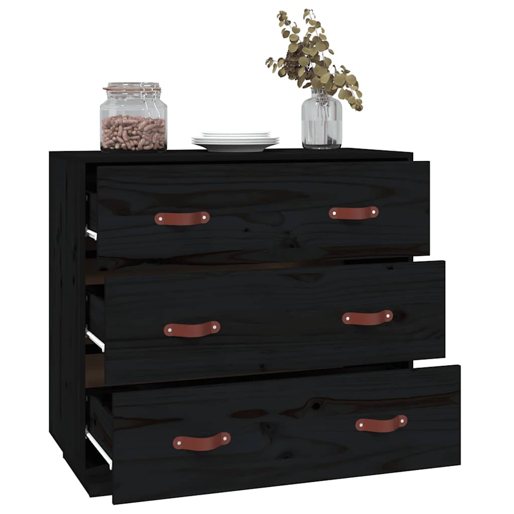 Skjenk svart 80x40x75 cm heltre furu