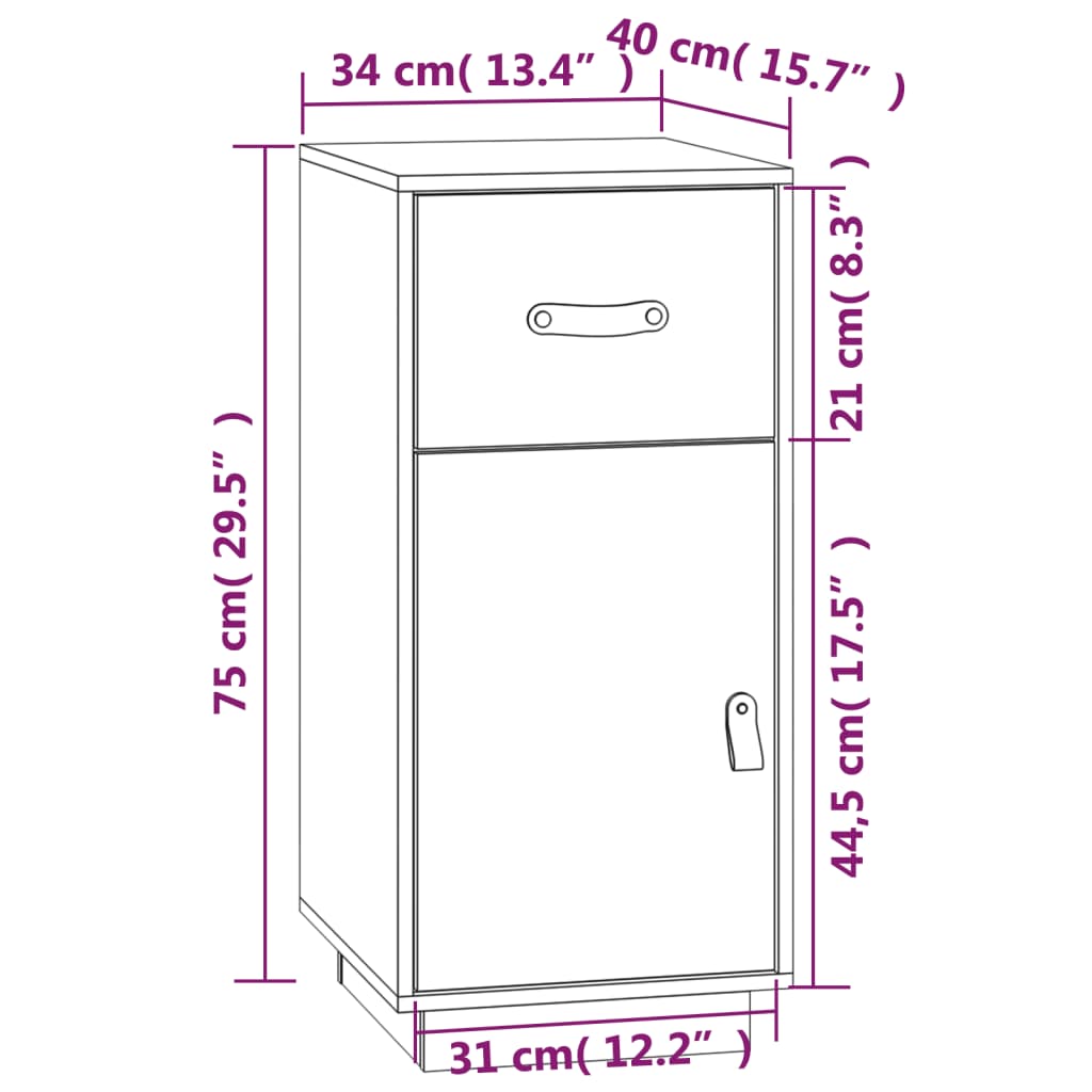 Skjenk 34x40x75 cm heltre furu