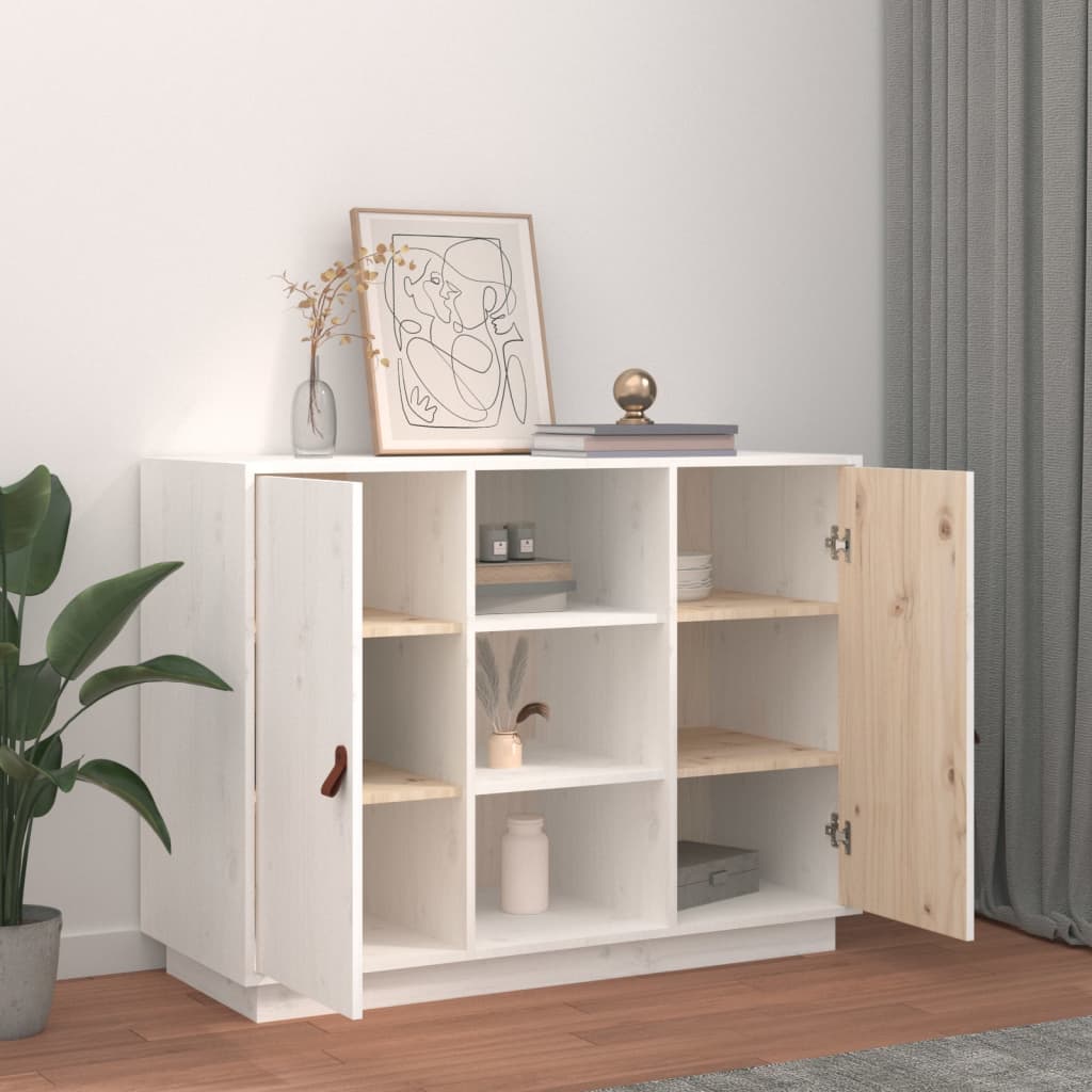 Skjenk hvit 100x40x75 cm heltre furu