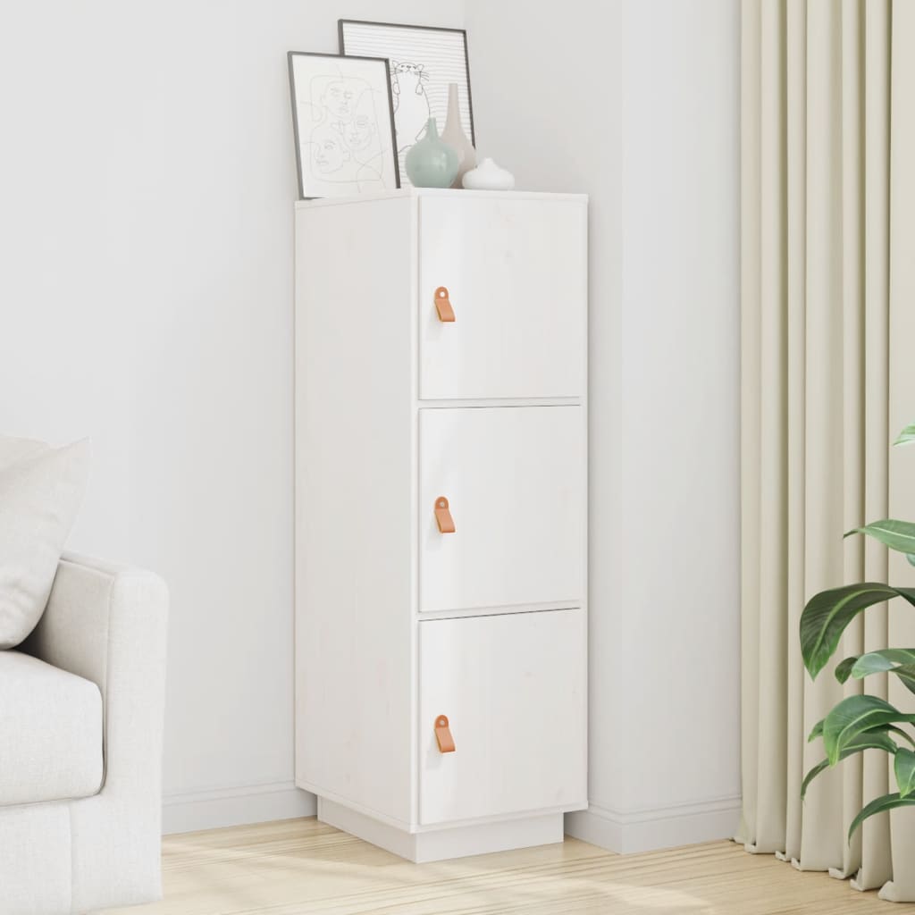 Highboard hvit 34x40x108,5 cm heltre furu