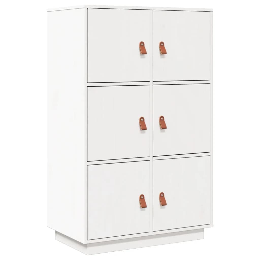 Highboard hvit 67x40x108,5 cm heltre furu