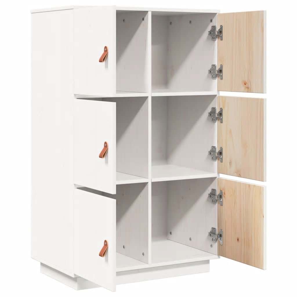 Highboard hvit 67x40x108,5 cm heltre furu