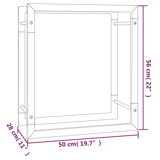 Vedstativ matt svart 50x28x56 cm stål