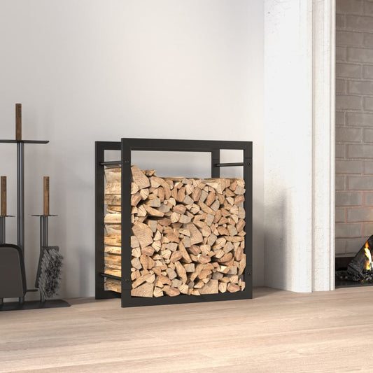 Vedstativ matt svart 50x28x56 cm stål