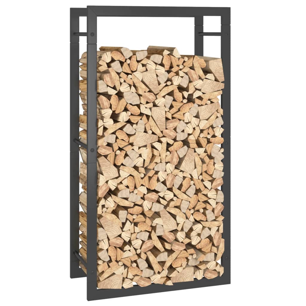 Vedstativ matt svart 50x28x94 cm stål