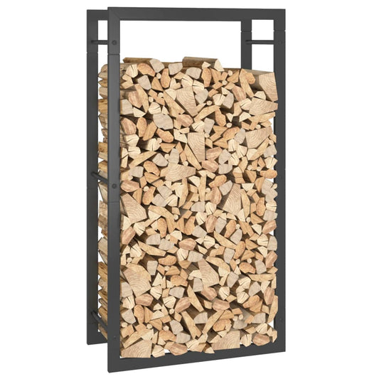 Vedstativ matt svart 50x28x94 cm stål
