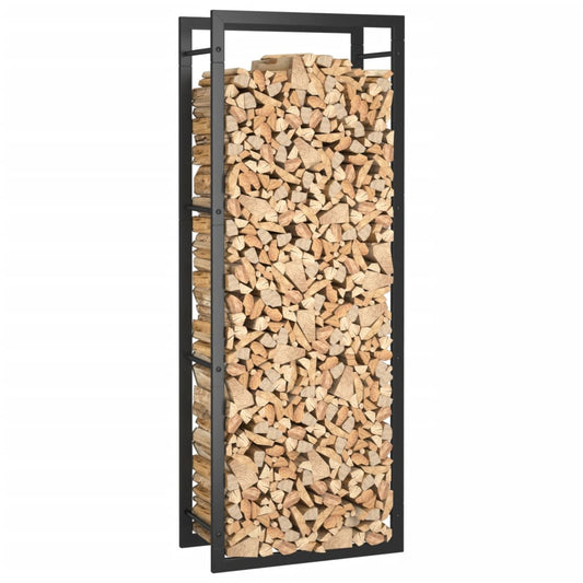 Vedstativ matt svart 50x28x132 cm stål