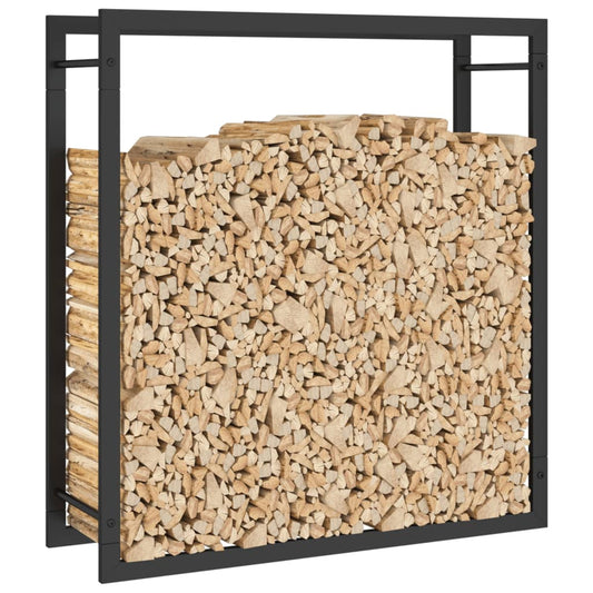 Vedstativ matt svart 80x28x86 cm stål