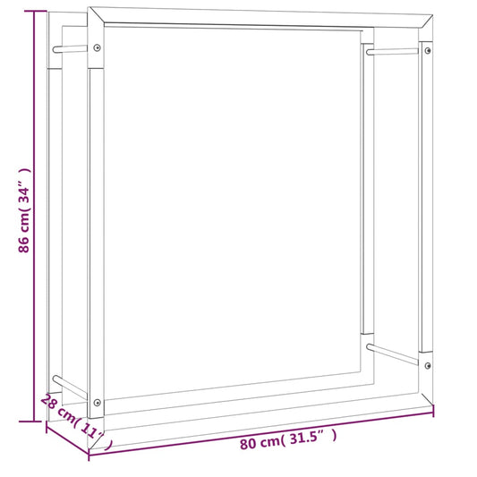 Vedstativ matt svart 80x28x86 cm stål