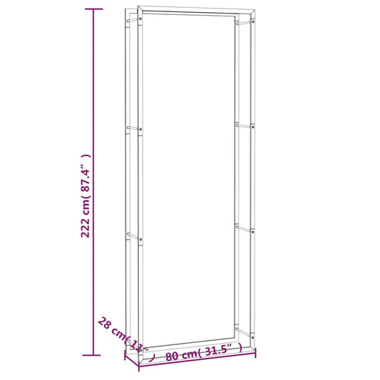 Vedhylle matt svart 80x28x222 cm stål