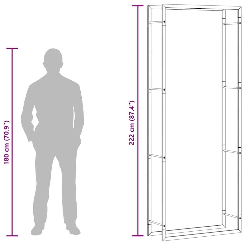 Vedhylle matt svart 80x28x222 cm stål