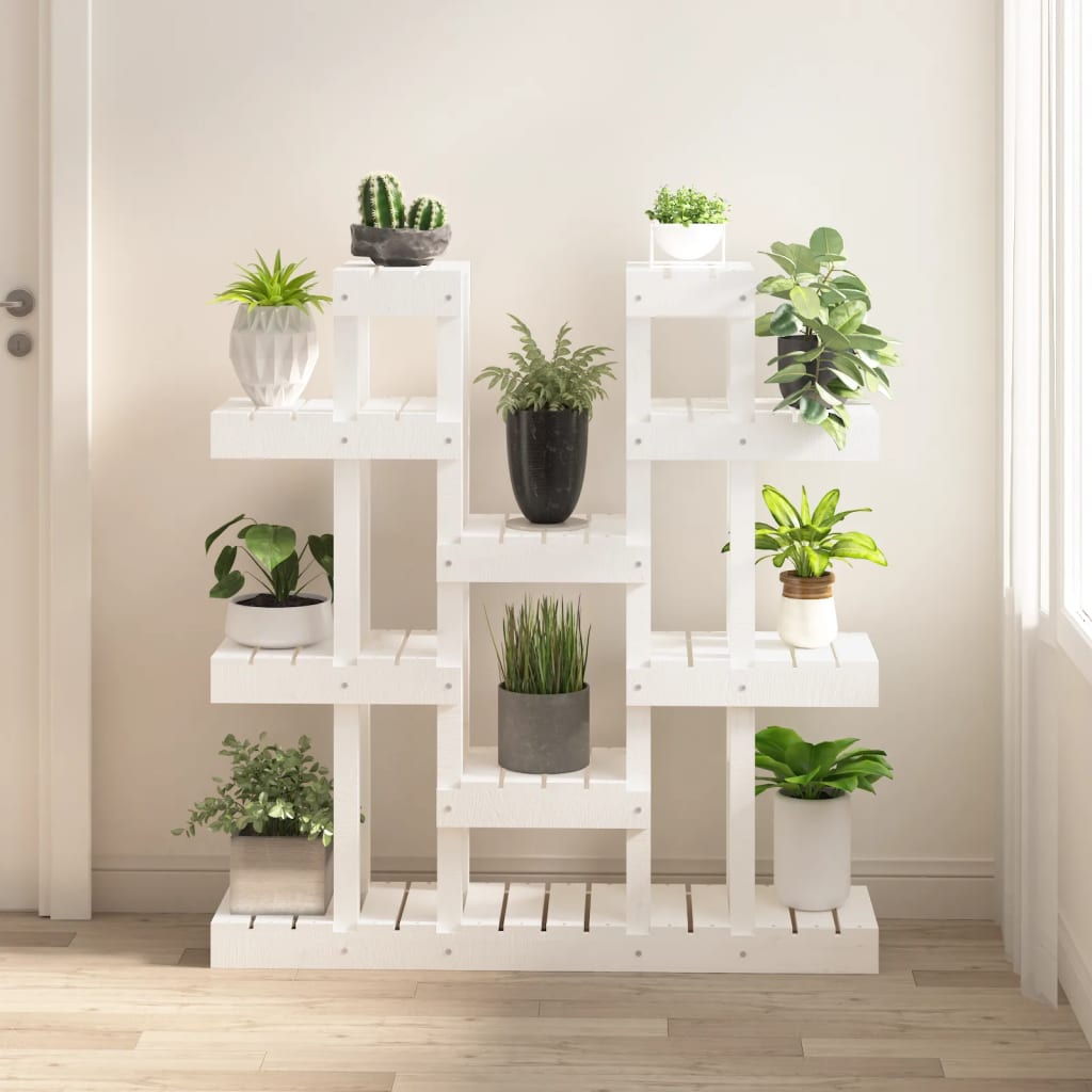 Plantestativ hvit 104,5x25x109,5 cm heltre furu
