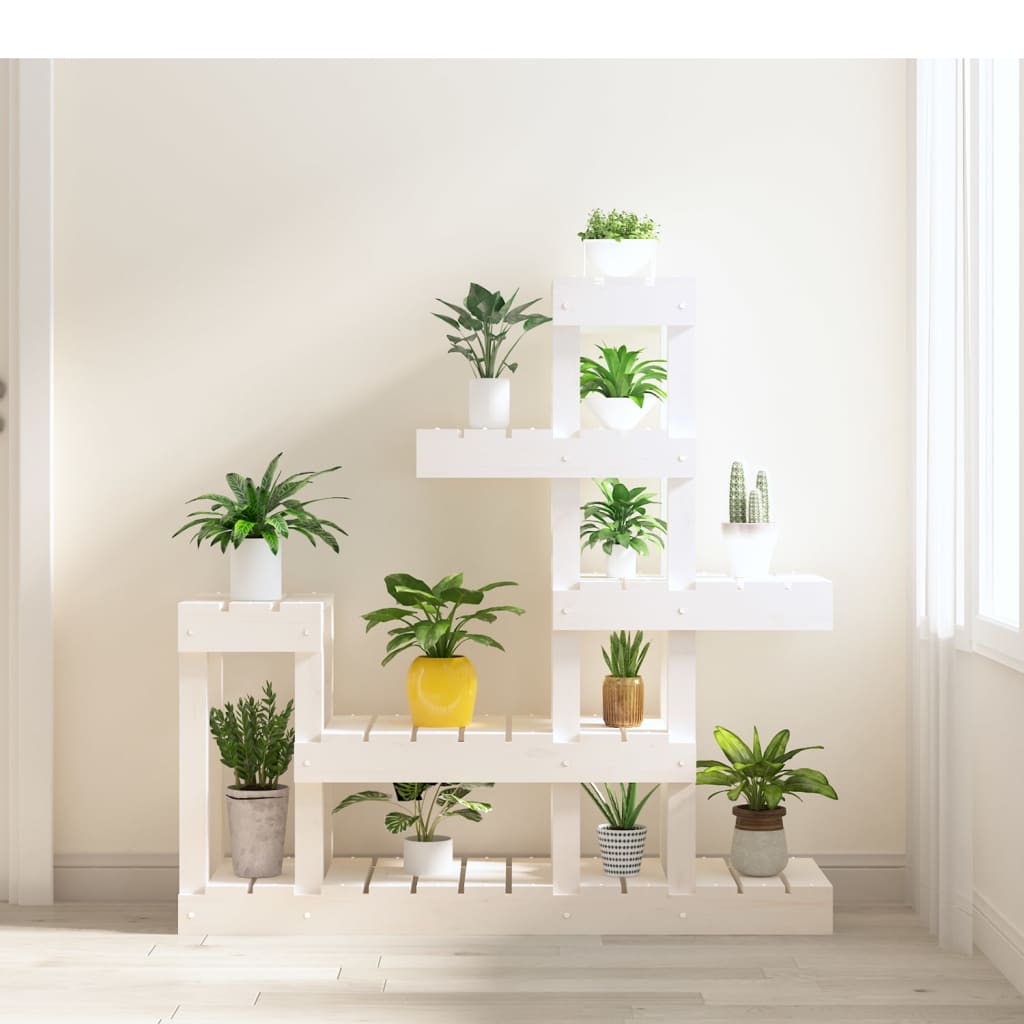 Plantestativ hvit 92x25x97 cm heltre furu