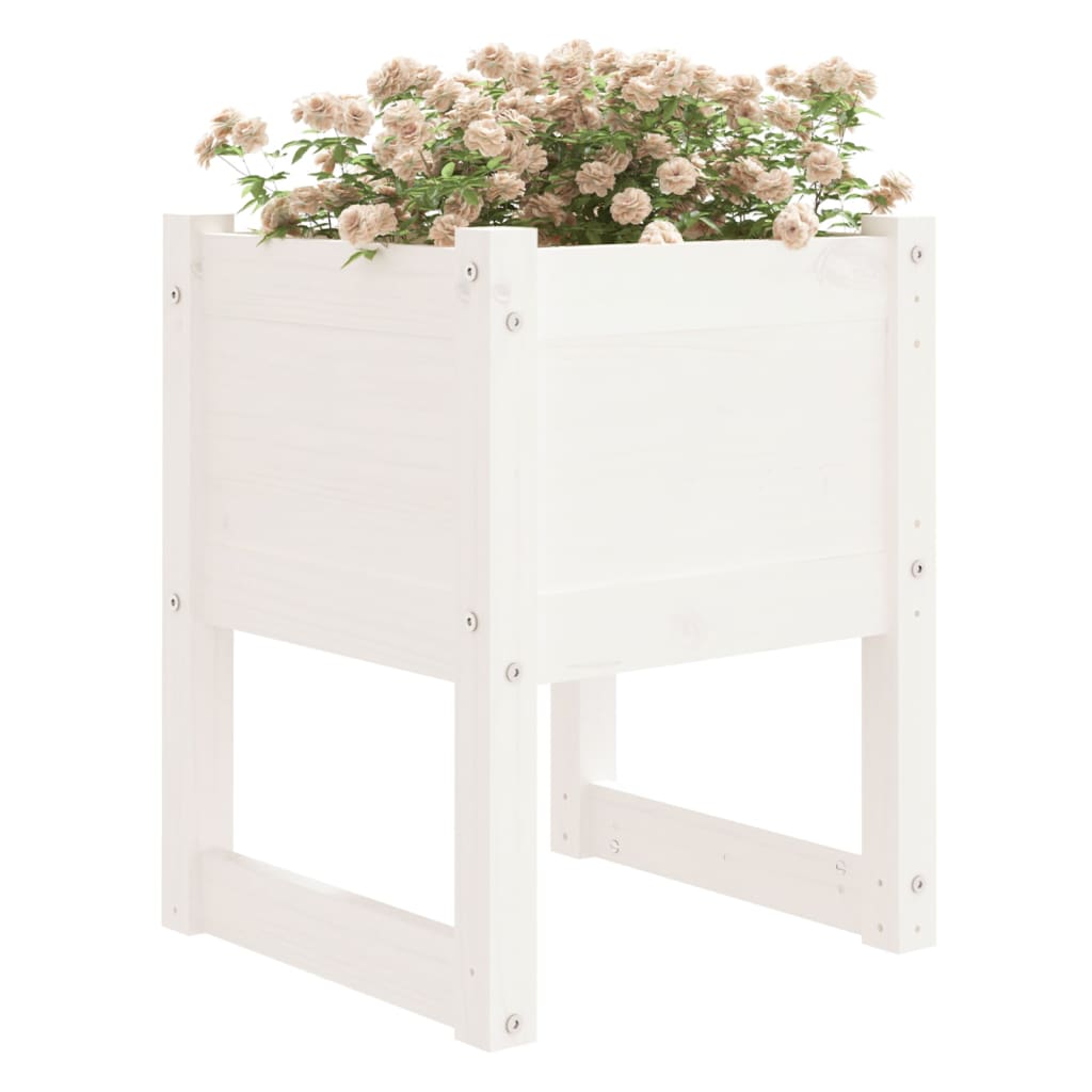 Plantekasse hvit 40x40x52,5 cm heltre furu