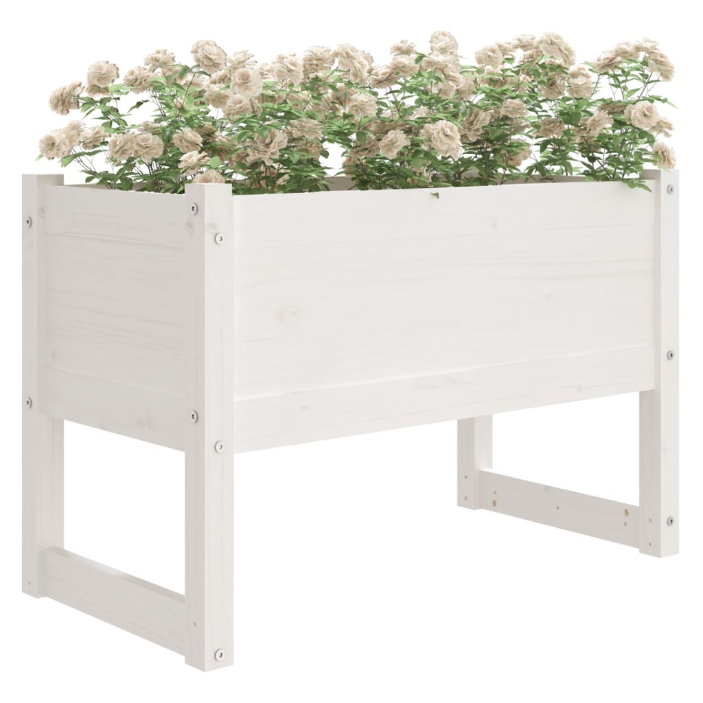 Plantekasse hvit 78x40x52 cm heltre furu